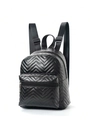Mini mochila negra con acolchado de espiga, cuero sintético y detalles plateados - Negro