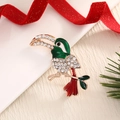 Golden woodpecker brooch with white crystals and colorful enamel for festive attire - BR0050-Toucan