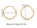 Details zu 3,9 cm Gold-Creolen mit gedrehter Textur, 1,53 Zoll Durchmesser und Gewicht - Goldener Gedrehter Großer Ringstil (KE0997-6) / 18K-Gold