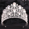 Elegante tiara da sposa barocca con strass luccicanti e lega d'argento per matrimoni - Argento Spesso Strass Bianchi