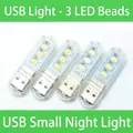 Set di 4 mini luci notturne USB con 3 LED per power bank e illuminazione laptop - 3 LED Luce Bianca