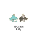 Cartoon shark alloy pendant in teal and white finish with dimensions 18x25mm - Shark