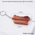 Realistic PVC pork belly food keychain with metal ring and detailed meat texture - Keychain style / Dark Color