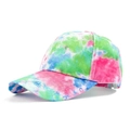 Tie-dye baseball cap featuring a blend of pink, green, and blue on a canvas finish - Pink Green Blue Tie-dye