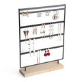 5-tier black metal earring organizer stand with 100 holes and wooden base - 5 Layers 100 Holes / Black