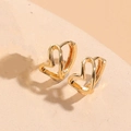 Eleganti orecchini a cerchio a cuore placcati oro 14K con accenti in zircone e traforati - Orecchino a Cuore-ES2248