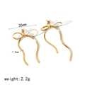 Golden 18k stainless steel bow tassel earrings with 35mm length and 2.2g weight - Gold Tassel Bow Stud Earrings (TE672-G)