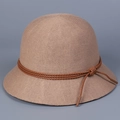 Detail of khaki knitted sun hat featuring breathable mesh texture and decorative brown leather cord - M (56-58cm) / Khaki