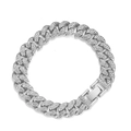Hip hop silver Cuban bracelet with sparkling rhinestones and secure folding clasp - 8inch(20cm) / Silver Bracelet
