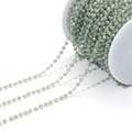 Greyish green crystal beaded chain with golden stainless steel links on a spool - Grey Green/3mm/06