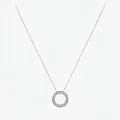 Minimalistische S925 Silberkette mit rundem Anhänger und Pavé-Zirkonia-Besatz - Sterling Silber Halskette