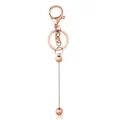 DIY beaded keychain with rose gold lobster clasp and silver metallic bar hardware - Rose Gold