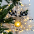 Luminous reindeer wooden Christmas ornament with buffalo plaid antlers and light-up nose - Elk