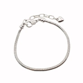Silver snake chain bracelet with heart charm and extension chain on white background - 19cm Bracelet with Heart Charm