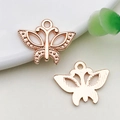 DIY rose gold butterfly alloy pendants with textured front and smooth back for jewelry making - 1 Piece/Pack (19x15.5mm)