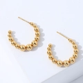 Boucles d'oreilles créoles en perles dorées 18K avec sphères de tailles dégradées - Style Perles en Dégradé en C (MS-035) / Doré