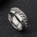 Anello rotante in acciaio inossidabile argento con catena mobile e numeri romani - US 6 / Bianco
