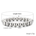 Silver stainless steel elastic bead bracelet with 10mm spheres and 16cm length - 10mm Silver Stainless Steel Bead Bracelet (KB161875-Z)