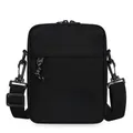 Borsa a tracolla nera minimalista in tessuto Oxford con tracolla regolabile e zip - 8 Pollici / Nero