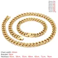 Catena cubana hiphop in acciaio al titanio da 10mm con specifiche di peso e lunghezza - Bracciale (20cm) / Oro