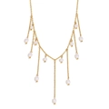 Collana in acciaio inossidabile placcato oro 18K con nappe di perle sintetiche su bianco - Collana con Nappine in Perle Imitazione - Oro