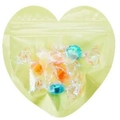 Light yellow heart-shaped translucent PVC self-sealing pouch for small jewelry or gifts - Light Green