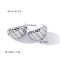 Dettagli orecchini a cerchio geometrici argento con misure di 26,4 mm x 17,9 mm - Stile Croissant a Filetto Grosso (HF-E3522-S) / Argento