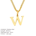 Minimalist stainless steel 14K gold plated necklace featuring letter W pendant - Letter Style(W) (CDNP014) / Gold