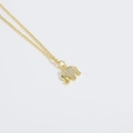 Golden elephant pendant necklace with white zircon pavé on a delicate chain - Elephant