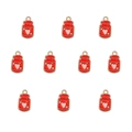 Detailed view of red and pink heart enamel jar-shaped pendants for DIY jewelry making - 3# Water Cup / 10 Pieces Pack