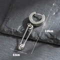 Silberne Huggie-Ohrringe aus Edelstahl mit gotischem Katzen-Pin-Anhänger und 3,95 cm Länge - Sicherheitsnadel Kreuzblume Stil (S380)
