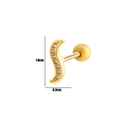 Detail showing a golden S-shaped helix stud with white zircon and 1.0cm length measurement - Golden Yellow