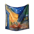 Van Gogh Cafe Terrace at Night oil painting print silk square scarf with blue border - 53cm*53cm / Van Gogh Cafe Terrace