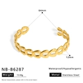 Vista dettagliata del bracciale a catena a cuore in acciaio oro 64mm con dimensioni - Stile Catena a Cuore (NB-B6287) / Oro