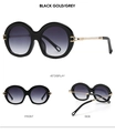 Vues multiples de lunettes de soleil rondes rétro avec monture or noir et verres dégradés - Monture Noire Verre Gris Dégradé