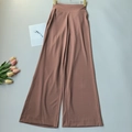 Pantalon de yoga à taille haute et jambe large en rose poudré au tombé fluide - Cacao