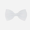 Solid white grosgrain ribbon bow hair clip for babies with textured fabric detail - Single Item / White