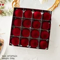 Set of 16 dark red flocked velvet Christmas ornaments with diverse textures in a gift box - 6cm [16 Pack] Flocked Balls / Red
