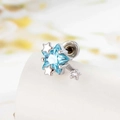 Star-shaped cartilage earring featuring blue and white crystals in silver metal - Stars (A602-4)