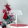 Topper per torta in acrilico specchio argento con scritta Merry Christmas e alberi - Due Alberi di Natale Argento