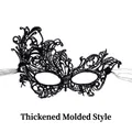 Thickened and shaped black lace eye mask with intricate floral pattern for masquerade - Lace Mask (Reinforced)