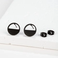 Detailed macro view of matte black geometric earrings with solid semi-circle design - 457 Black (Geometric)