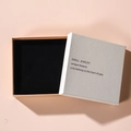 Pink and white minimalist square jewelry box with black velvet lining and English text - White and Pink (Lid and Base)