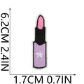 Lipstick embroidered patch detail with size dimensions 6.2x1.7cm and fine stitching - Pink Purple Lipstick
