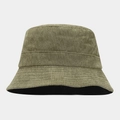 Macro detail of olive green corduroy fabric texture on a vintage bucket hat - M (56-58cm) / Army Green
