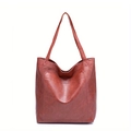 Borsa tote vintage in ecopelle marrone con ampia tasca frontale e design capiente - Tipo standard / Marrone