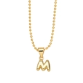 Polished gold initial M pendant on a delicate bead chain necklace for women - M