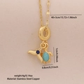 Golden sea turtle necklace with turquoise stone and blue pendant on a gold chain - 4# Fish Tail (Turtle/Wave Tail)