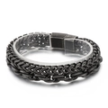 Bracciale multistrato punk retrò in acciaio inossidabile per uomo con finitura argento - 19cm (KB152811-KFC)