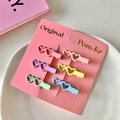 Set di sei mini fermagli per capelli a forma di cuore in colori pastello per bambine - Doppio Cuore Macaron